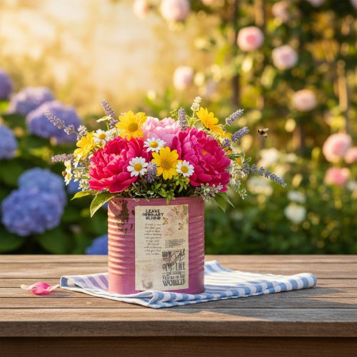 Jardinière décorative vintage en métal violet, décoration estivale Ø11cm H10.5cm | Floristik24.be