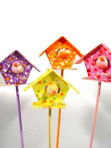 Floristik24 Birdhouse avec pique-oiseaux 3cm 12pcs