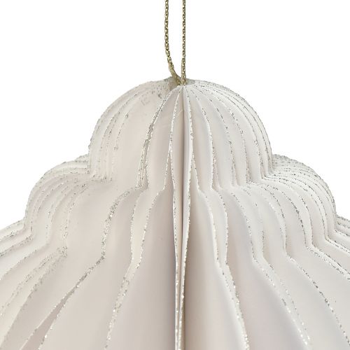 Article Boule nid d'abeille Boule de Noël papier blanc FSC Ø15cm H20cm