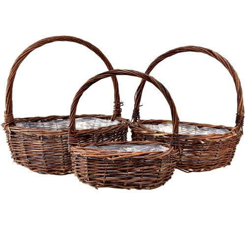 Floristik24 Ensemble de paniers rustiques en osier avec poignées – 3 tailles (36 cm, 31 cm, 26 cm) – Rangement et décoration polyvalents – Lot de 3