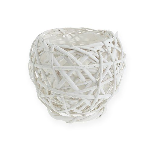 Floristik24 Panier en osier avec papier d'aluminium blanc