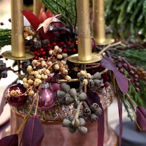 Boules de Noël en verre Mini Baies Beige Rose Ø3cm 22 pièces | Floristik24.be