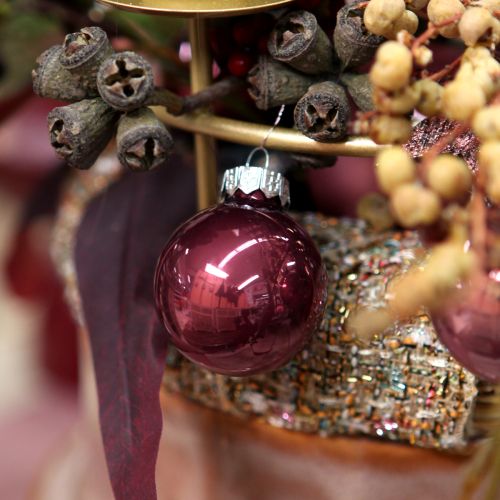 Article Boules de Noël en verre mini baies beige rose Ø3cm 22 pcs