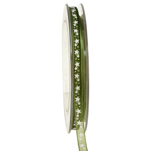 Article Ruban de Noël avec étoiles ruban décoratif vert organza 6mm 20m