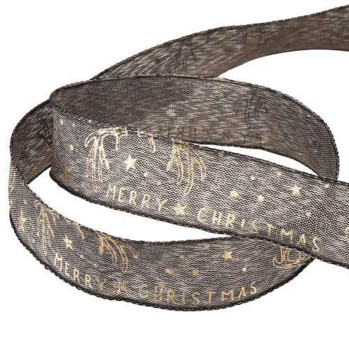 Article Ruban de Noël décoration bois étoile marron doré L25mm L15m