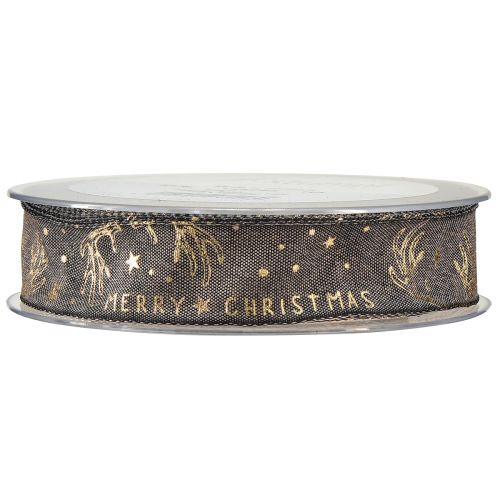 Article Ruban de Noël décoration bois étoile marron doré L25mm L15m