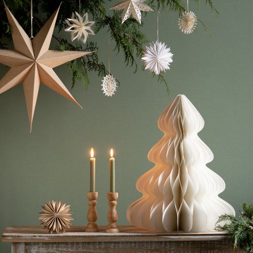 Floristik24 Sapin de Noël en papier à suspendre blanc 40cm 2pcs