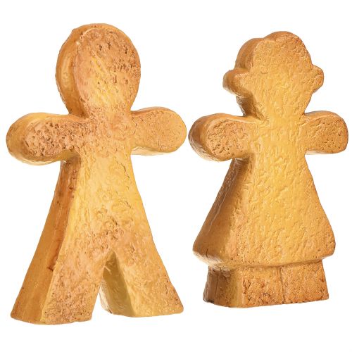 Article Décoration de Noël bonhomme et femme en pain d&#39;épices en céramique 16cm 2pcs