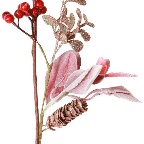 Article Guirlande de Noël branche de baies avec cônes rouge rose 130cm