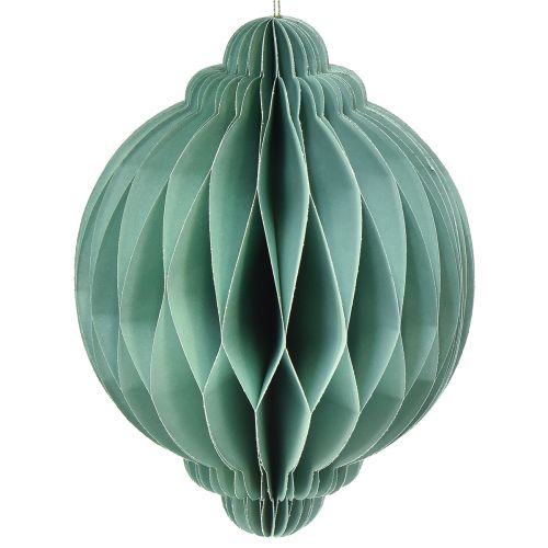 Boule de Noël papier oignon turquoise FSC Ø15cm H20cm