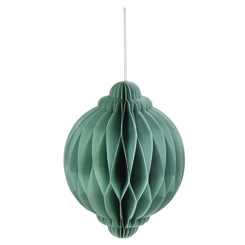 Article Boule de Noël papier oignon turquoise FSC Ø15cm H20cm