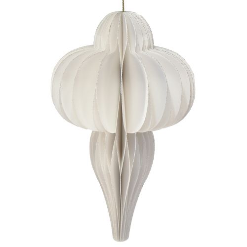 Floristik24 Boule de Noël en papier nid d&#39;abeille décoration oignon blanc FSC Ø12cm