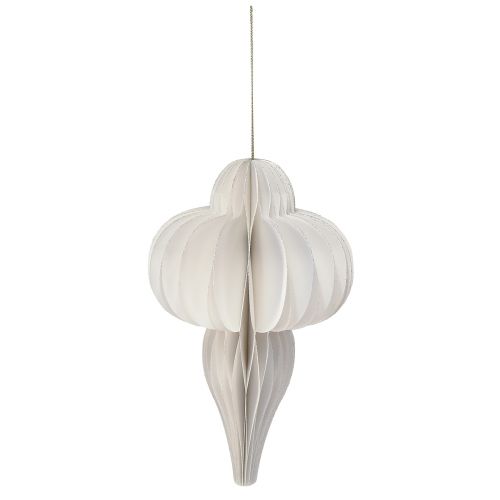 Article Boule de Noël en papier nid d'abeille décoration oignon blanc FSC Ø12cm