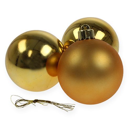 Article Boule de Noël en plastique doré 6cm 12 pcs