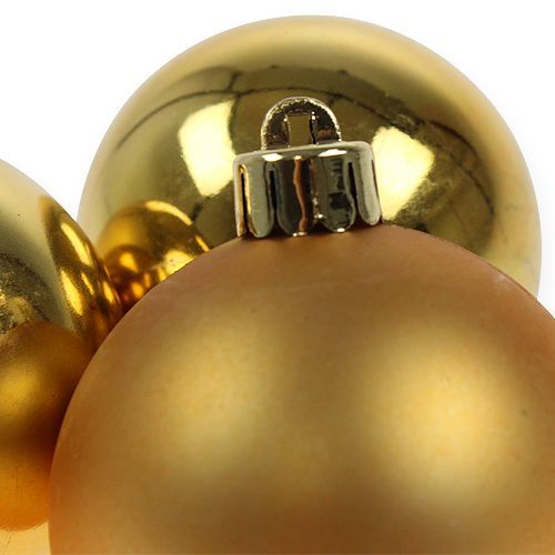 Article Boule de Noël en plastique doré 6cm 12 pcs