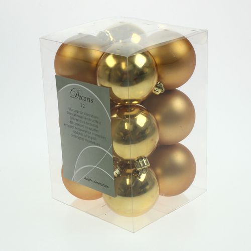 Article Boule de Noël en plastique doré 6cm 12 pcs