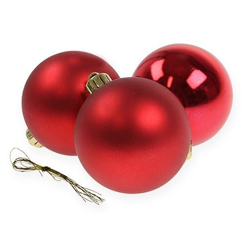 Article Boule de Noël en plastique rouge Ø6cm 12 pcs