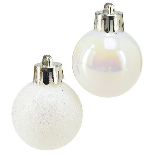 Floristik24 Boules de Noël nacre plastique blanc Ø3cm 14pcs