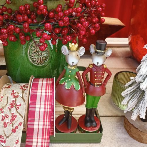 Article Figurines de décoration de Noël en forme de souris 14,5 cm rouge-vert 2 pièces