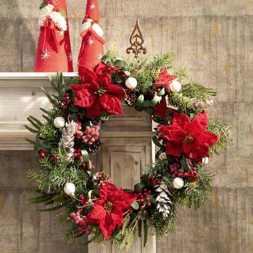 Floristik24 Bouquet de poinsettias velours rouge 35cm
