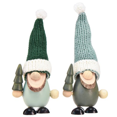 Article Nain de décoration de Noël en bois de nain vert menthe H14cm 6 pcs