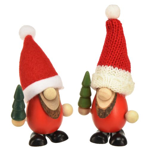 Article Nains de Noël nains décoratifs bois rouge vert H10,5/12cm 6 pièces
