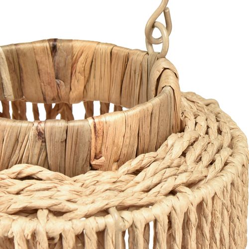 Article Lanterne en raphia avec anse en fibre naturelle pour bougie LED Ø19cm H36cm