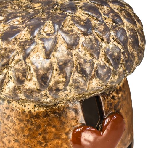Article Lanterne gland marron, 15,4 cm - Décoration d&#39;automne rustique avec motif coeur