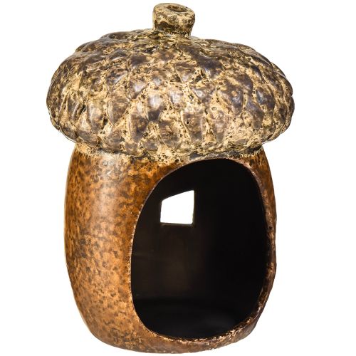 Article Lanterne gland marron, 15,4 cm - Décoration d'automne rustique avec motif coeur