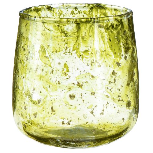 Article Lanterne en verre décoration vintage jaune vert Ø9cm H9.5cm