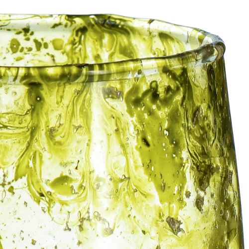 Article Lanterne en verre décoration vintage jaune vert Ø9cm H9.5cm