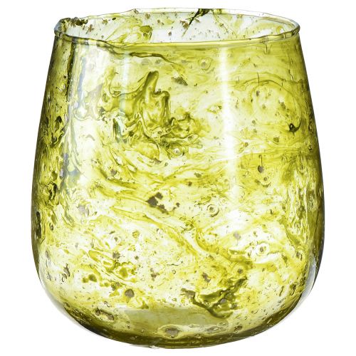 Article Vent léger décoration verre vintage jaune vert Ø12cm H12,5cm