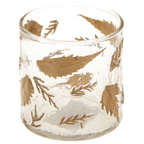 Article Lanterne en verre à feuilles dorées Ø7,5cm H8,5cm 2pcs