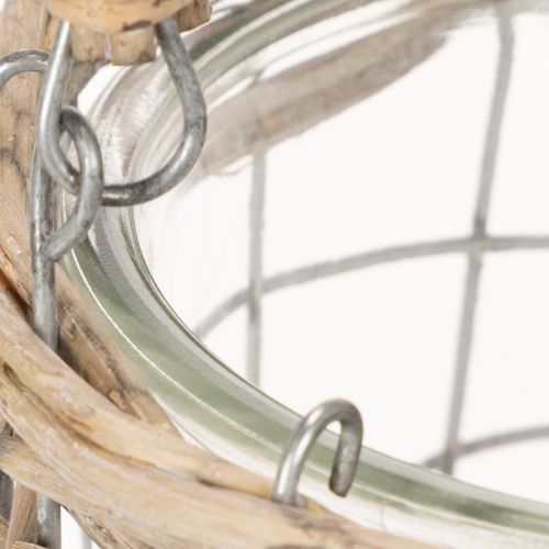 Lanterne suspendue, verre, métal, osier, Ø14,5 cm, 2 pièces | Floristik24.be