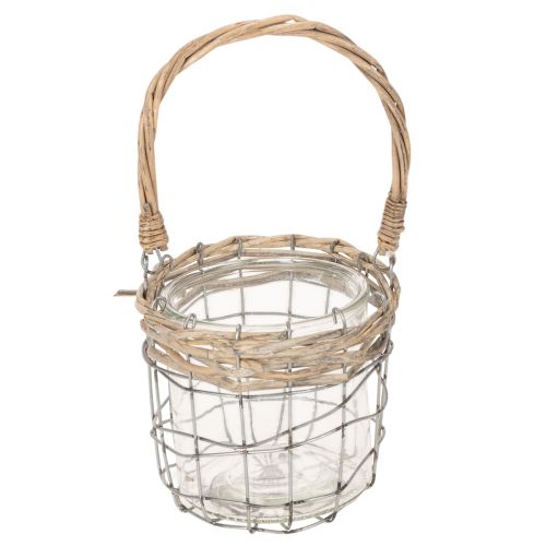 Lanterne suspendue, verre, métal, osier, Ø14,5 cm, 2 pièces | Floristik24.be