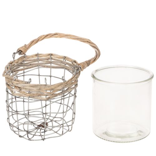 Lanterne suspendue, verre, métal, osier, Ø14,5 cm, 2 pièces | Floristik24.be