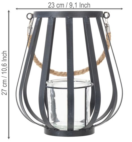 Article Lanterne en métal avec verre, anthracite, Ø23cm, H27cm