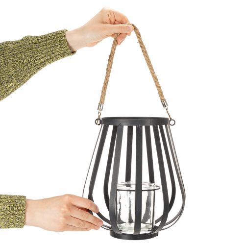 Article Lanterne en métal avec verre, anthracite, Ø23cm, H27cm