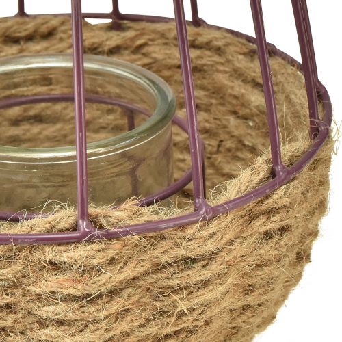 Article Lanterne avec anse et verre violet naturel Ø18cm H22cm