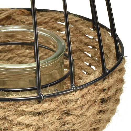 Article Lanterne avec poignée et verre noir naturel Ø18cm H22cm