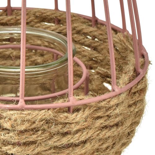 Article Lanterne avec poignée et bougie verre rose naturel Ø18cm H22cm