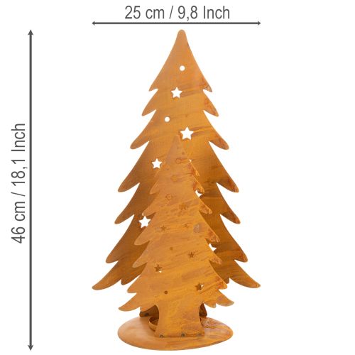 Lanterne de sapin de Noël, décoration en métal à la finition rustique, H 46 cm x L 25,5 cm | Floristik24.be