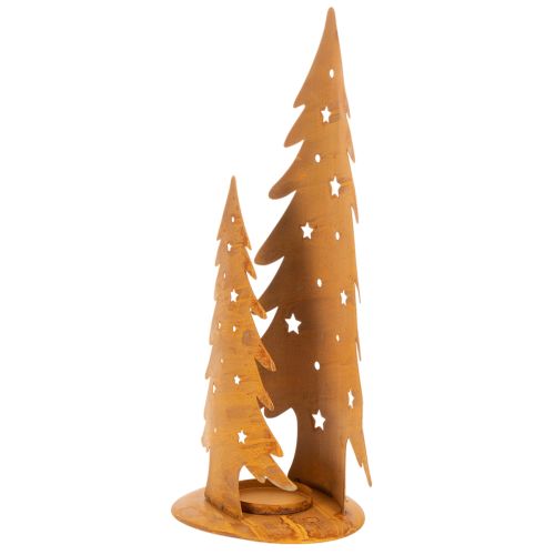 Lanterne de sapin de Noël, décoration en métal à la finition rustique, H 46 cm x L 25,5 cm | Floristik24.be