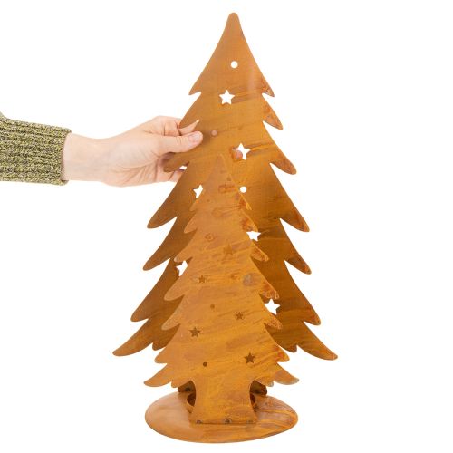 Lanterne de sapin de Noël, décoration en métal à la finition rustique, H 46 cm x L 25,5 cm | Floristik24.be