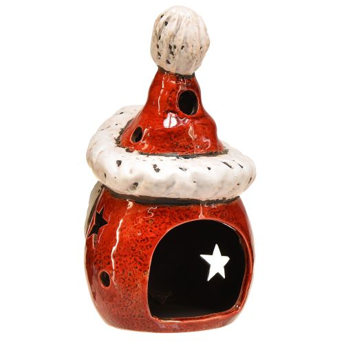 Article Lanterne confortable du Père Noël en rouge - 18 cm - Décoration de Noël atmosphérique