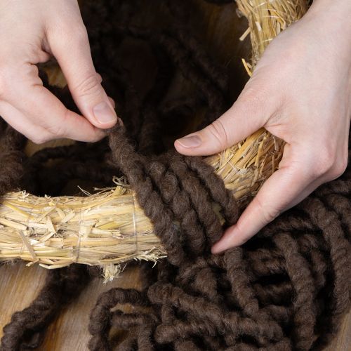 Article Cordon en laine duveteuse Mirabell, marron, ruban décoratif de 25 m pour l'art floral et les loisirs créatifs