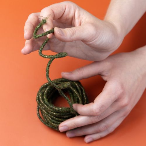 Article Cordon en laine verte avec fil doré, 5 m x 5 mm avec fil métallique, pour la décoration et les loisirs créatifs