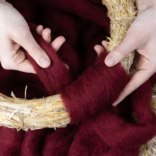 Cordon de laine décoratif, rouge foncé, ruban de laine de 10 m pour l'art floral et les loisirs créatifs | Floristik24.be