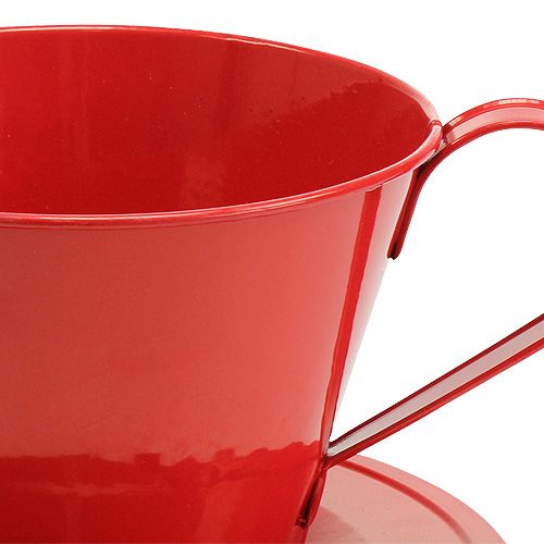 Floristik24 Tasse avec soucoupe rouge Ø 16 cm H. 11 cm