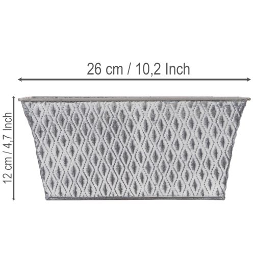 Bol en zinc à motif losanges, 26 cm x 15,5 cm | Floristik24.be